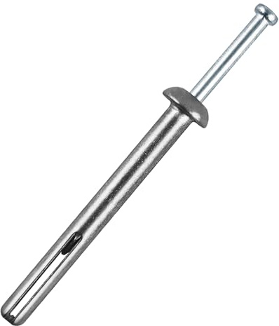 Confezione da 25 ancoraggi da 1/4 x 2-1/2 Hammer Drive – Tasselli in cemento per mattoni in calcestruzzo – Elementi di fissaggio zincati in muratura per scatole elettriche, staffe, telai