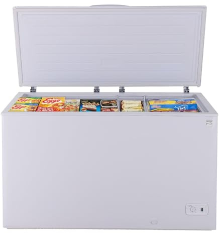 Kenmore Deep Freezer - 14.6 Cu Ft, White Chest Freezer, 1 Basket, Garage Ready, Meat Storage, Front Drain, Congelador For Home, Apartment, Basement, Dorm, Shed, Cottage, Manual Defrost, Stand Up