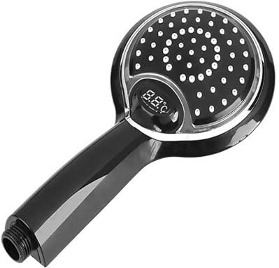 Pommeau de douche LED avec capteur numérique, contrôle de la température, 3 couleurs de pulvérisation, économie d'eau de pluie, haute pression, grande pomme de douche pour salle de bain(Black)
