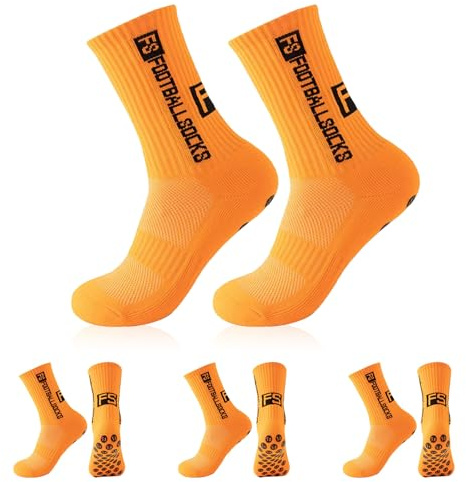 FESDMOH 3 Paires Chaussette Antidérapante Foot, Chaussettes Antidérapantes Homme, Chaussettes Homme Sport 37-45, pour Football, Basket-ball, Course,Basket, Rugby, Trekking