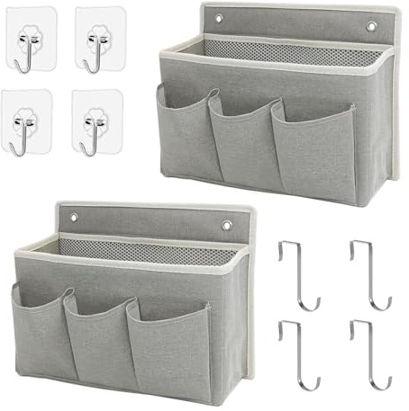 Dermalyx 2 stycken väggorganiserare väska hängande korgar med stor nätavdelning och 3 fickor dörr organiserare platsbesparande förvaring för sovrum husbil