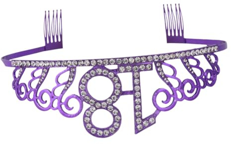 MUCKLILY Couronne Numérique Violette 18 Ans en Strass Accessoire pour Cheveux Délicat et Décoration Gâteau D’Anniversaire Couvre-Chef Féminin Élégant pour Fête et Anniversaire