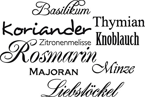 GRAZDesign Wandtattoo Küche Kräuter | Küchenaufkleber selbstklebend - 60x40cm / 070 schwarz