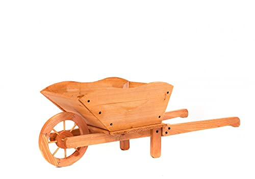 Oypla Garden Wooden Wheelbarrow Flower Planter Ornamental Plant Pot