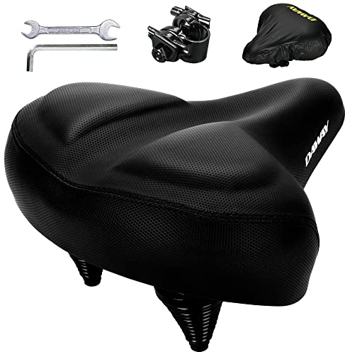 DAWAY C40 Ultra-Comfortable Oversized Bike Seat - Memory Foam Padded, Extra Wide Soft Bicycle Saddle for Men Women Seniors - Fit for Peloton, Cruiser, Stationary, Mountain Road Bikes - Shock Absorbing