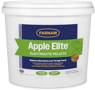 Farnam Apple Elite Electrolyte Supplement for Horses, Replaces Vital Minerals, for Hydration, No Added Sugar, Horse Supplements with Sodium, Potassium, Calcium & Magnesium, 7.5 lb, 40 Day Supply