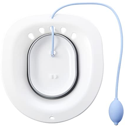 Sitzbadewanne – Dampfsitz über der Toilette, faltbarer Sitz-Badewanne zum Einweichen durch Sitz für die Toilette, Dammbad zur Linderung von Hämorrhoiden, schwangeren Frauen, älteren Menschen (grau