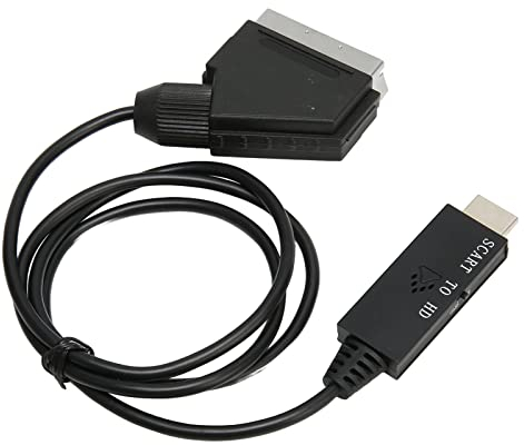 Scart zu HD Multimedia Schnittstellenkabel, Tragbarer HD 1080P Scart zu HDMI Videokonverter, Video Adapterkabel, für Set Top Box, DVD Player, Fernseher