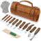 TEKCHIC Set di utensili da intaglio deluxe, per principianti, coltello da intaglio per la lavorazione del legno, con grande custodia in pelle
