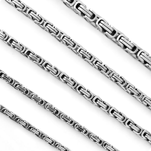 GoPaw Königskette Silber Herren Edelstahl, 4/5/6/7/8mm Königskette Halskette aus Edelstahl für Herren, Länge 51/55/61/66/71cm (51.00, silber-5mm breit)