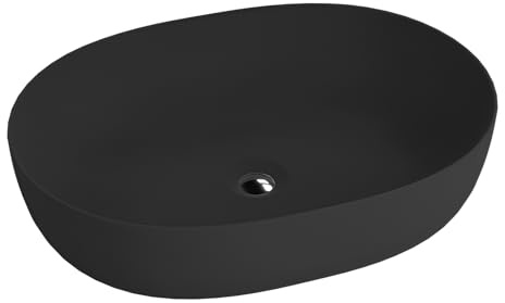 LAVITA toppmonterat tvättställ blåsor svart oval handfat utan överlopp och kranhål av högkvalitativt porslin modern badrumskeramik 59,5 x 43 x 13,5 cm
