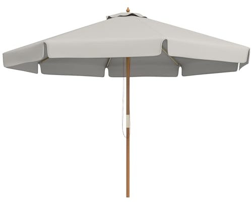 Outsunny Parasol droit parasol de jardin rond grande taille de jardin Ø 3 m bois de bambou gris