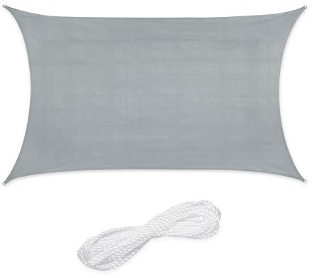 Relaxdays Toldo de Vela Rectangular, 3 x 4 m, Tejido HDPE, Resistente Rayos UV, Cóncavo, Cuerdas Tensoras, Gris Claro