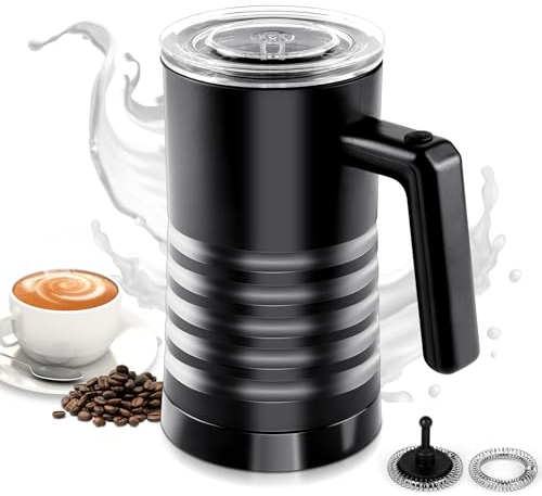 HOTUT Mousseur à Lait Electrique 4 en 1, 350ml Mousseur Automatique de Lait, Fonctionnement Silencieux et Rapide, Mousseur de Lait Automatique pour Café, Latte, Cappuccino, Macchiato Chaud et Froid