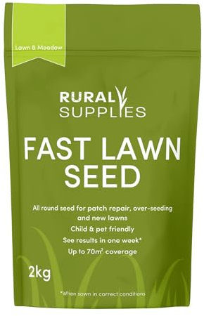 Rural Supplies Premium Winter Grass Seed Mix 2kg - Hardy, Fast-Growing, Covers up to 100m2, Pet Safe, Perfect for UK Climate - Thick, Hard-Wearing, Easy-to-Grow, Low Maintenance Lawn