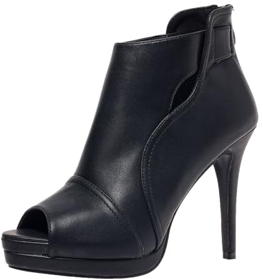 Bplangat Stivaletti a punta aperta da donna neri con tacco a spillo alto punta aperta sexy stivaletti alla caviglia sandali con tacco alla moda con cerniera posteriore, taglia US 5-11, nero, 39 EU