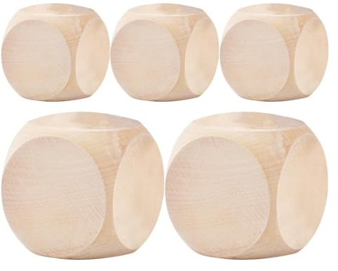 5 Pièces Dés Vierges En Bois, Cubes Non Peints Pour Bricolage, Avec Ronds, Pour Loisirs Créatifs, Puzzles Et Numéros, 10mm