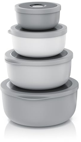 Arendo - Vorratsdosen Set mit Deckel – 4er Set - Salatschüssel Rührschüssel - Schüssel Set in verschiedenen Größen – lebensmittelecht – Spülmaschinen und Mikrowellen geeignet – rund 0,35 bis 2 Liter