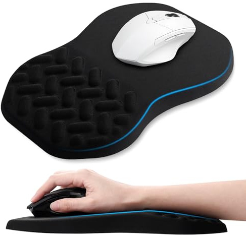Mexgcom Tapis de souris avec repose-main et picots de massage, mousse à mémoire de forme, pour PC, bureau, jeux, étude, ordinateur portable, maison