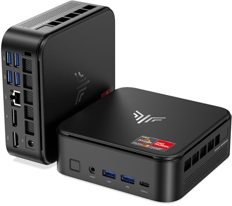NiPoGi E3B Mini PC, AMD Ryzen 7 7730U 16GB DDR4 512GB SSD Mini Ordenador, Soporte Triple Monitor 4K@60Hz (HDMI 2.0/Type-C/DP 1.4), WiFi 6, BT 5.2 para Oficina Profesional y Empresa