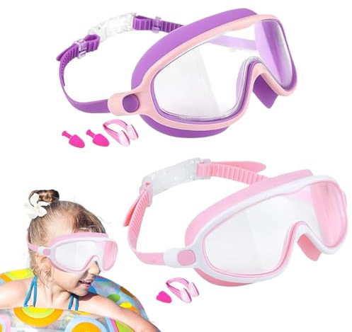 Lunettes de natation pour, anti-buée avec clip de nez, protection UV, plongée en apnée, plage, piscine, été, filles, garçons et garçons