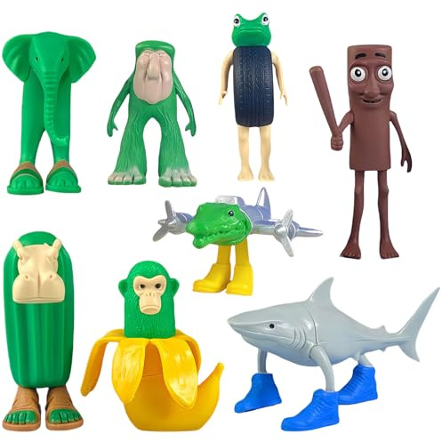 GWAWG 8PCS Italian Brainrot Action Figures Set,Tralalero Tralala-Inspired,Shark And Critter-Themed Plushies,Tralalero Tralala Action Figure Set,Collectible Animals Figurine Doll Gifts for Fans (8A)