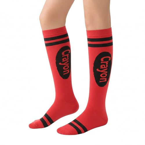 DIELOVEHUA Chaussette Hautes Femme, Chaussettes Hautes Rayées, Chaussettes Colorées, Chaussettes longues, Chaussette Carnaval, Unisexes, pour Activités Scolaires Cosplay Halloween Carnaval