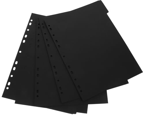 SUPVOX Intercalaires pour Classeur A4 Perforés 5 Feuilles en Papier Noir, Séparateurs D'index Pratiques pour Organiser Cahier, Bloc-notes et Agenda, Onglets de Séparation pour Bureau
