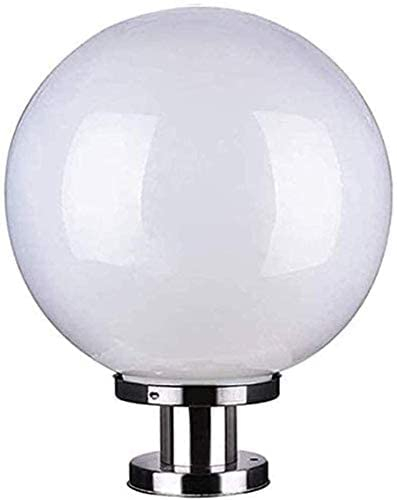 φ30CM Sockelleuchte Außen Vintage E27 Wegelampe Gartenlampe Kugel Laterne Retro Weiß Acryl Schirm Edelstahl Basis Wasserdichte IP44 Außenlampe für Terrasse Garden Villa Park Rasen