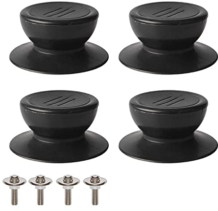 Quesuc Bouton de couvercle 4 pièces, bouton de remplacement de couvercle de cuisine universel, couvercle en verre, poignée de couvercle en verre - noir