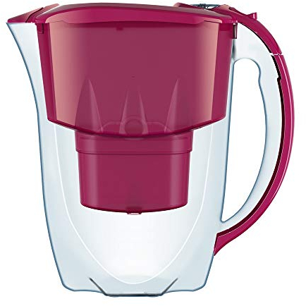 AQUAPHOR Amethyst caraffa filtrante - brocca per Acqua Potabile, 1+2 Cartucce Originali B25 Maxfor, Colore: Ciliegia