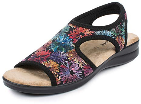 Aerosoft Sandali Stretch 05 Donna Leggero Senza pressione (fiore nero, 39)