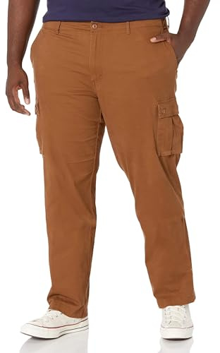 Amazon Essentials Men's Straight Fit Stretch Cargo Work Trousers (Available in Big and Tall), Light Brown, 36W / 28L