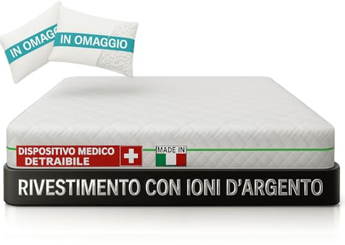 Francegaglia - Materasso Matrimoniale Memory Foam 160x190 7 Zone Differenziate (Dispositivo Medico Certificato) Materassi Matrimoniali Made in Italy, Altezza Garantita 25 Centimetri con Tessuto Silver
