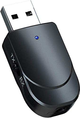 Ricevitore trasmettitore USB Bluetooth 5.0, mini adattatore AUX wireless per auto, con jack da 3,5 mm, adattatore audio Bluetooth per PC/TV/sistema audio per auto/altoparlante cablato