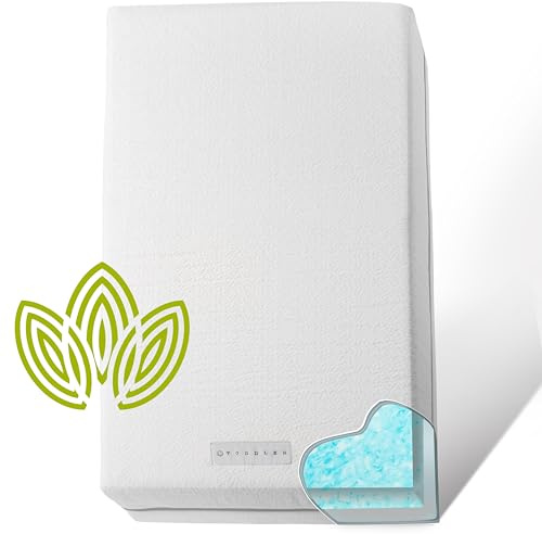 Organic Cotton Covered Dual-Sided Crib Mattress | 2-Stage Premium Memory Foam CertiPUR-US Hypoallergenic Baby Mattress Firm Support for Infant Cooling Gel for Toddler, Waterproof Washable, 52x27.5x5.5