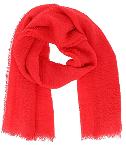 Einfarbiger Roter Schal Damen 20% Baumwolle 80% Viskose mit Fransen - Moderne Fashion Damen Stola - Langer und Rechteckiger Tuch 180 cm x 90 cm - Dünnes und Weiches Schaltuch