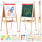 3 in 1 Kinder Staffelei,Höhenverstellbar Kinder Spiel-Tafel aus Holz,Faltbare Doppelseitige Kunststaffelei für Kinder mit Zeichenrolle Kinder zum Ausmalen,Papierrolle, Kindertafel für ab 3-16 Jahre