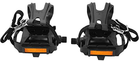 Greensen Pédales de vélo avec sangles d'orteils en nylon avec cage pour VTT, vélo de route, vélo d'appartement, pédales de plate-forme, Greensenuer92s8tzc