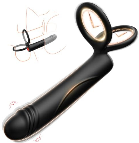 Aoonice Anal Dildo Vibrator Adult Sex Toys with Cock Ring, 10 Vibrating Double Penetration Butt Plug, Male Prostate Massager, Sex Toyscouples for Couples Women Extended Wand Bullet Vibrater