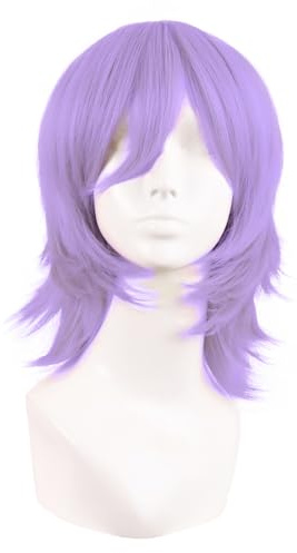 MapofBeauty 14 Pollic/35 cm Corto Cosplay Costume Anime Parrucche Wolf Tail Sintetico Capelli Party Parrucche (Leggero Viola)