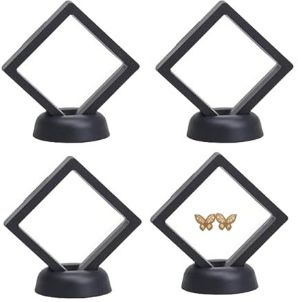 Pejlnd Cornice sospesa per display, 4 pezzi, supporto flottante con base, porta monete, scatola di presentazione per monete, gioielli, medaglioni, pietre, anello