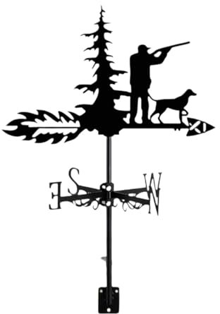 LOVIVER Mann Hund Wetterfahne Windrichtungsanzeiger Jagd Dekoration Metall Windfahne Windmesswerkzeug für Kuppeldach Pavillon