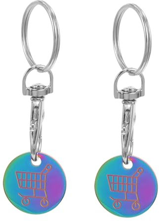 FUNNETOYU 2pezzi Portachiavi Gettone Carrello Spesa Inossidabile Portachiavi Pratico e Decorativo Per Chiavi e Borse Design Creativo e Leggero Per Supermercati e Uso Quotidiano