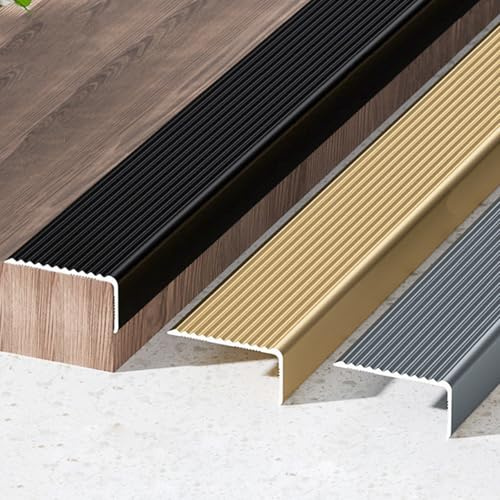 Nez De Marche Escalier, Nez De Marche Profilé D'escalier, Nez De Marche En Forme De L En Aluminium, Antidérapeant Imperméable Profilé D'angle pour Bords D'escalier Extérieurs/Intérieurs(Gold,100*30mm)