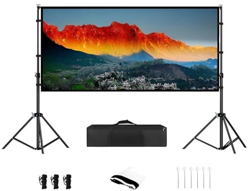 ZIHQRgE Écran de Projection À Cadre Fixe 150 Pouces sur Pied Diagonale 16:9, Écran de Projection Actif 3D 4K Ultra HD pour Cinéma et Camping(72 inch (L 200 x H 105 cm))