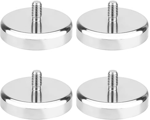 4 imanes de neodimio de 40 mm de diámetro con rosca M6, sistema magnético de fuerza de sujeción de 55 kg, imanes redondos de neodimio con rosca, imanes extra fuertes para tornillos o ganchos