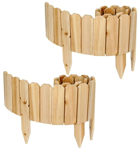 Juego de 2 bordes de césped de madera flexible 120 x 20 cm