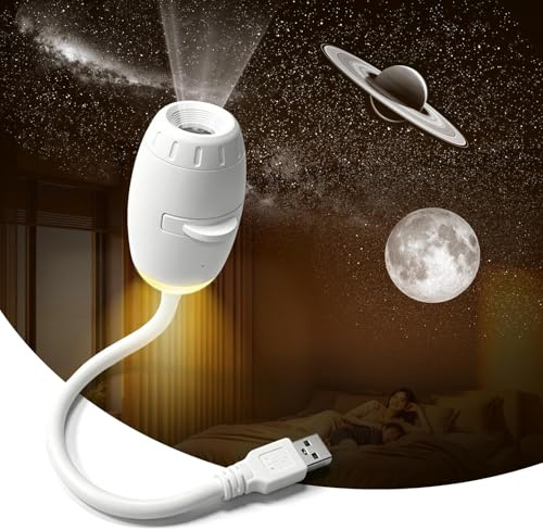 Eroshoo 2-i-1 stjärnhimmelsprojektor, galaxprojektor med 360° justerbar LED-nattlampa, USB-strömförsörjning för bil, fester och sovrum, dekorativ nattlampa för vuxna (3 bilder)