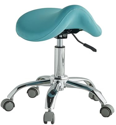 Sadelpall med hjul, 360° roterbar stol med justerbar höjd för hem och salong, ergonomisk design för komfort och stabilitet